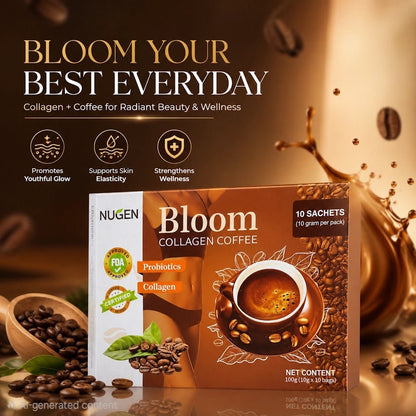 NUGEN Bloom Collagen Coffee - 10 Sachets (10g per pack) - Sales